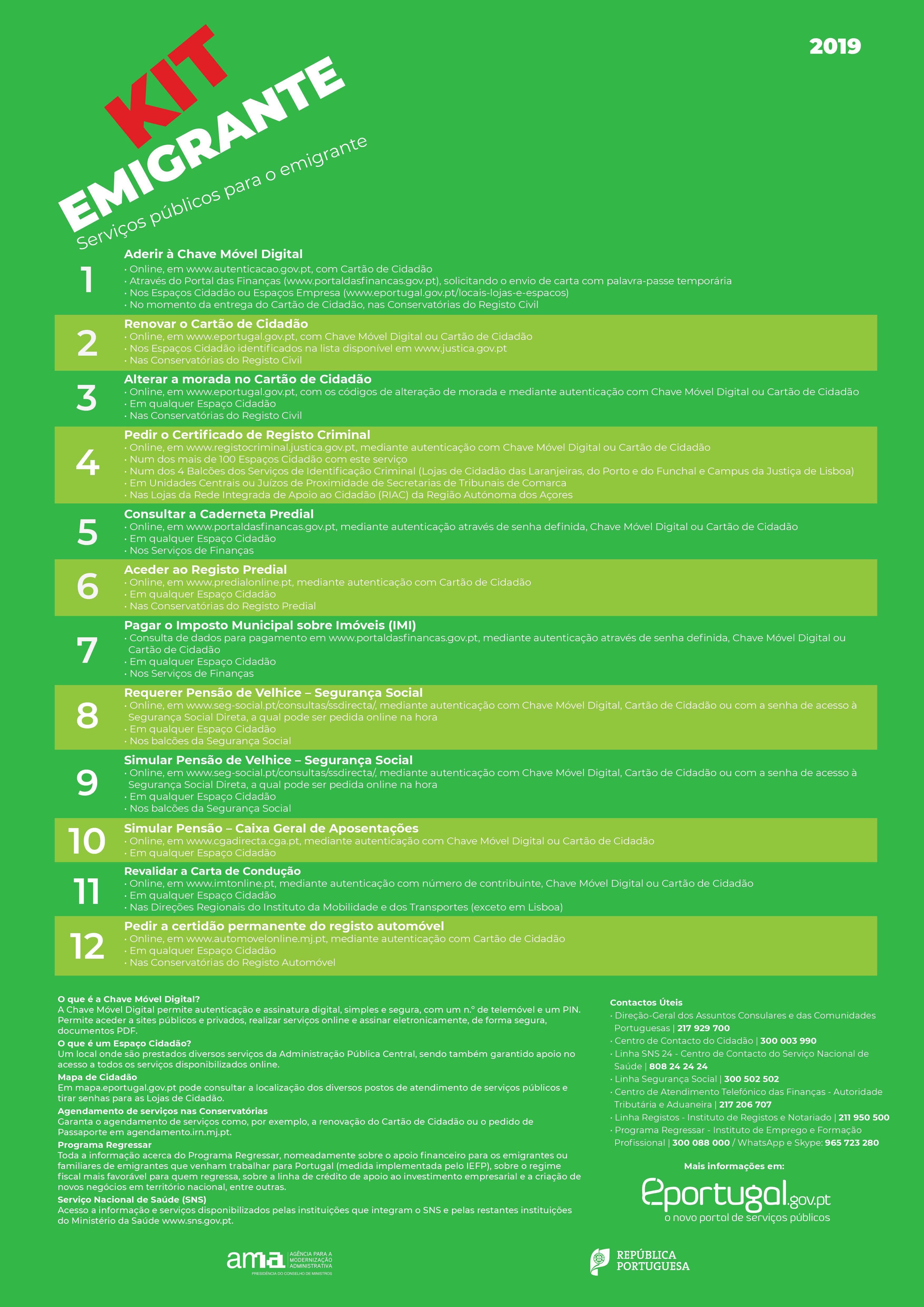 Kit Emigrante | Serviços Públicos