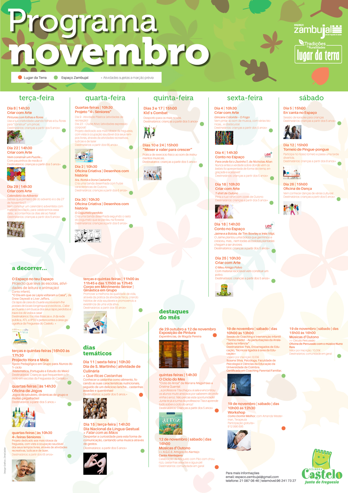 Programação para o mês de novembro